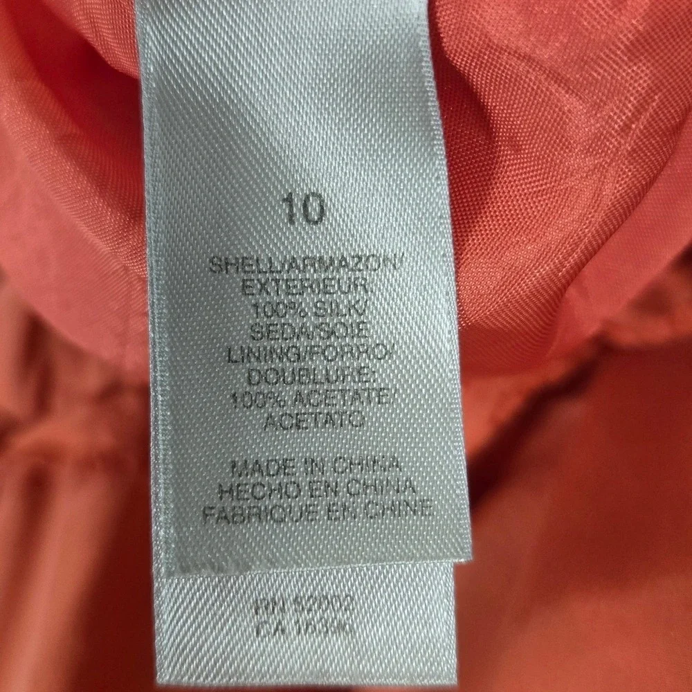 City DKNY Silk Tiered Midi‎ Skirt Coral Orange Ruffle Boho Women's Sz 10 VINTAGE